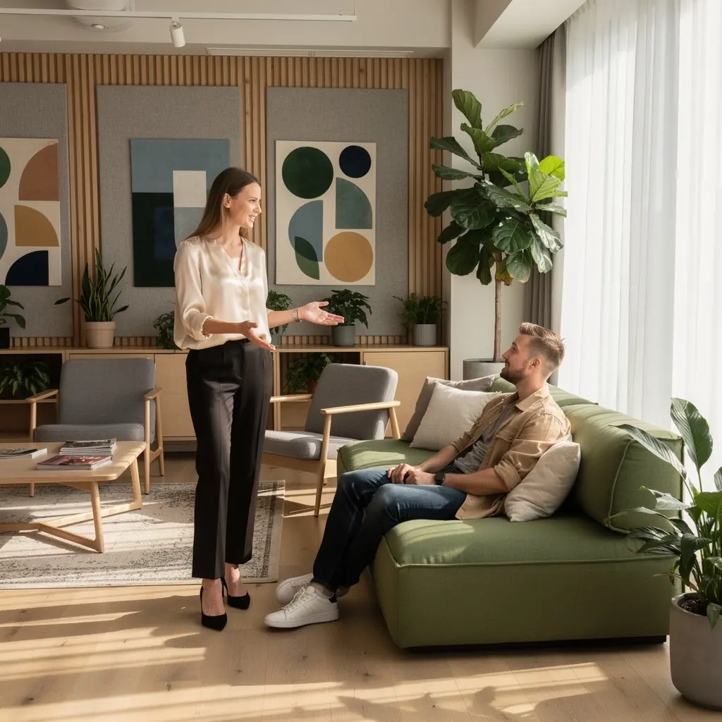 Rohke rohelus kontoris, mis toetab loovust ja keskendumisvõimet.